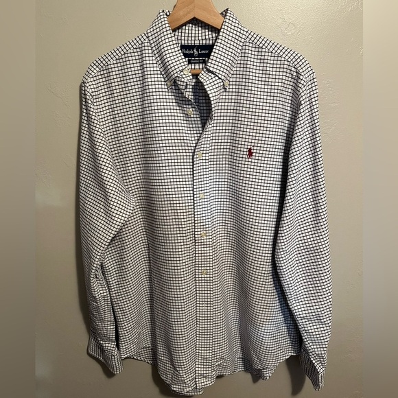 Ralph Lauren Classic Fit 100% Cotton Men's Red & Blue Checkered Shirt 15.5 34/35 - Picture 2 of 16